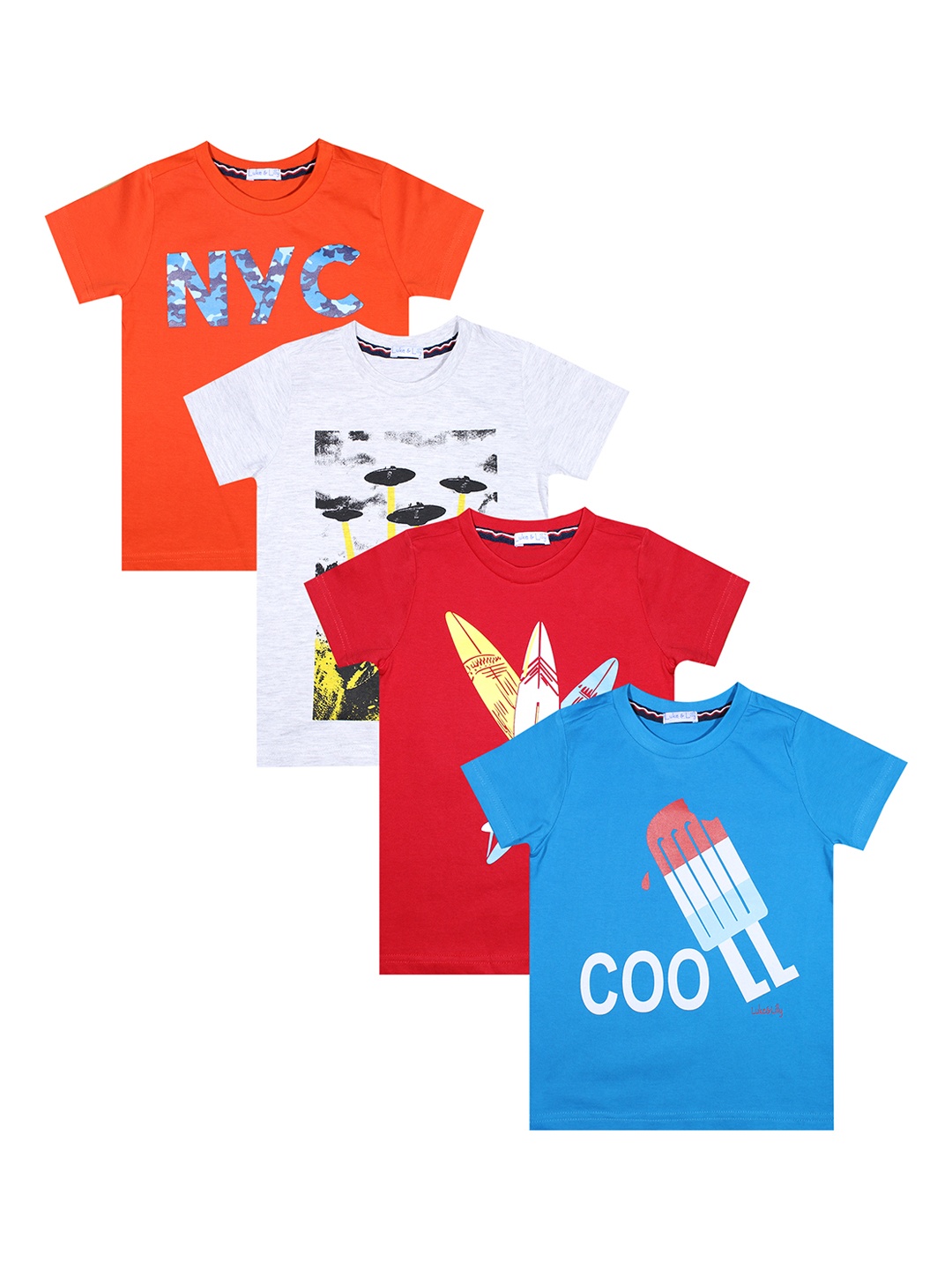 

Luke & Lilly Boys Pack of 4 Printed Round Neck T-shirts, Red