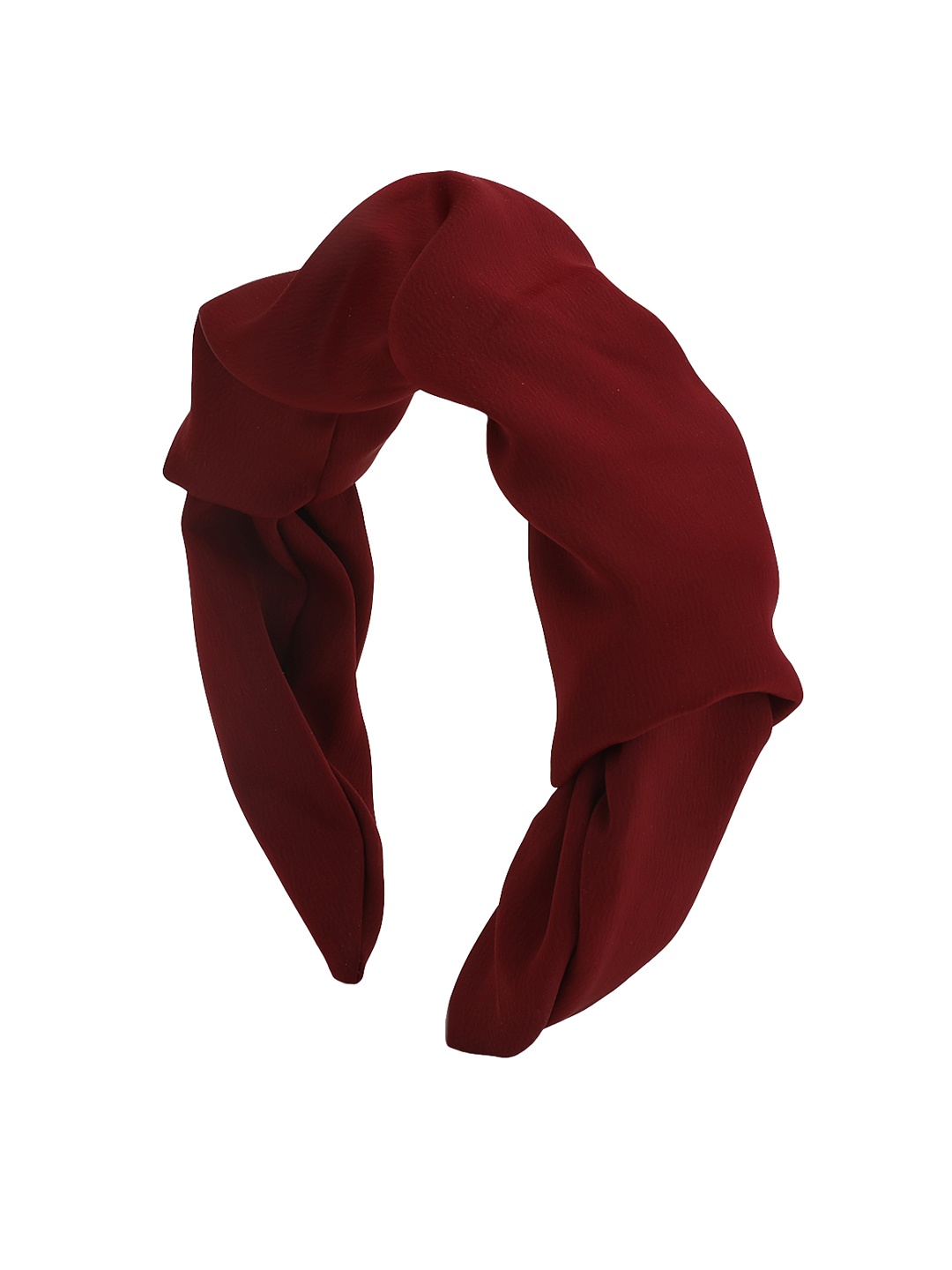 Kazo Maroon Solid Pleated Hairband
