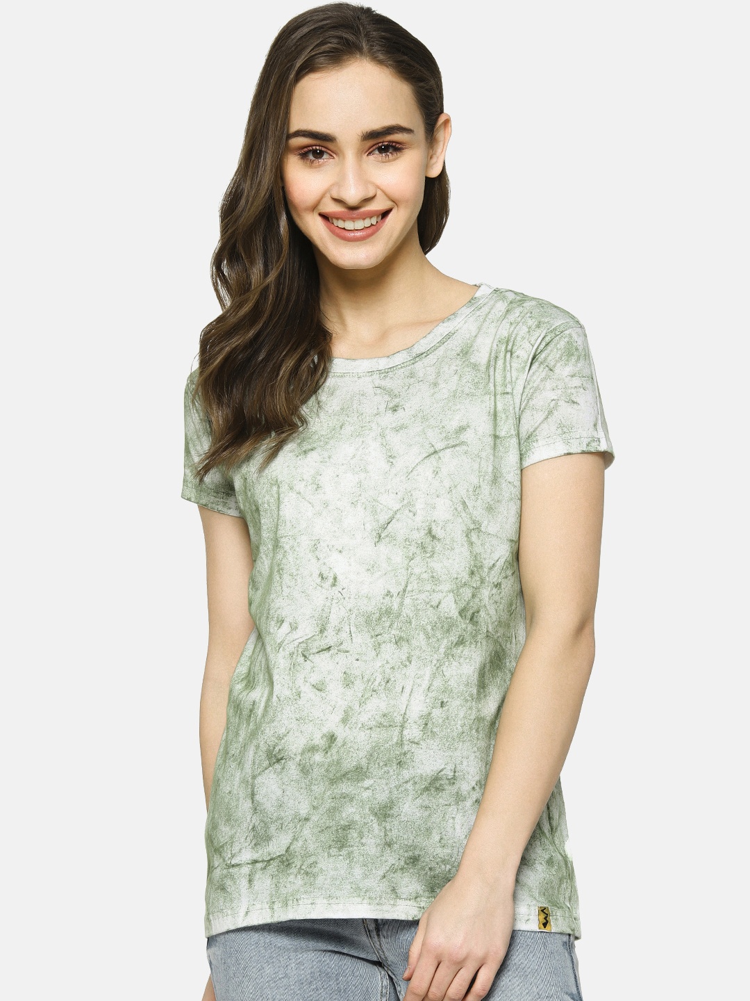 

Campus Sutra Women Green Printed Pure Cotton Top