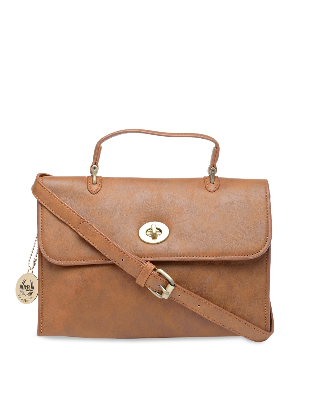 

Moedbuille Tan Brown Textured Handheld Bag
