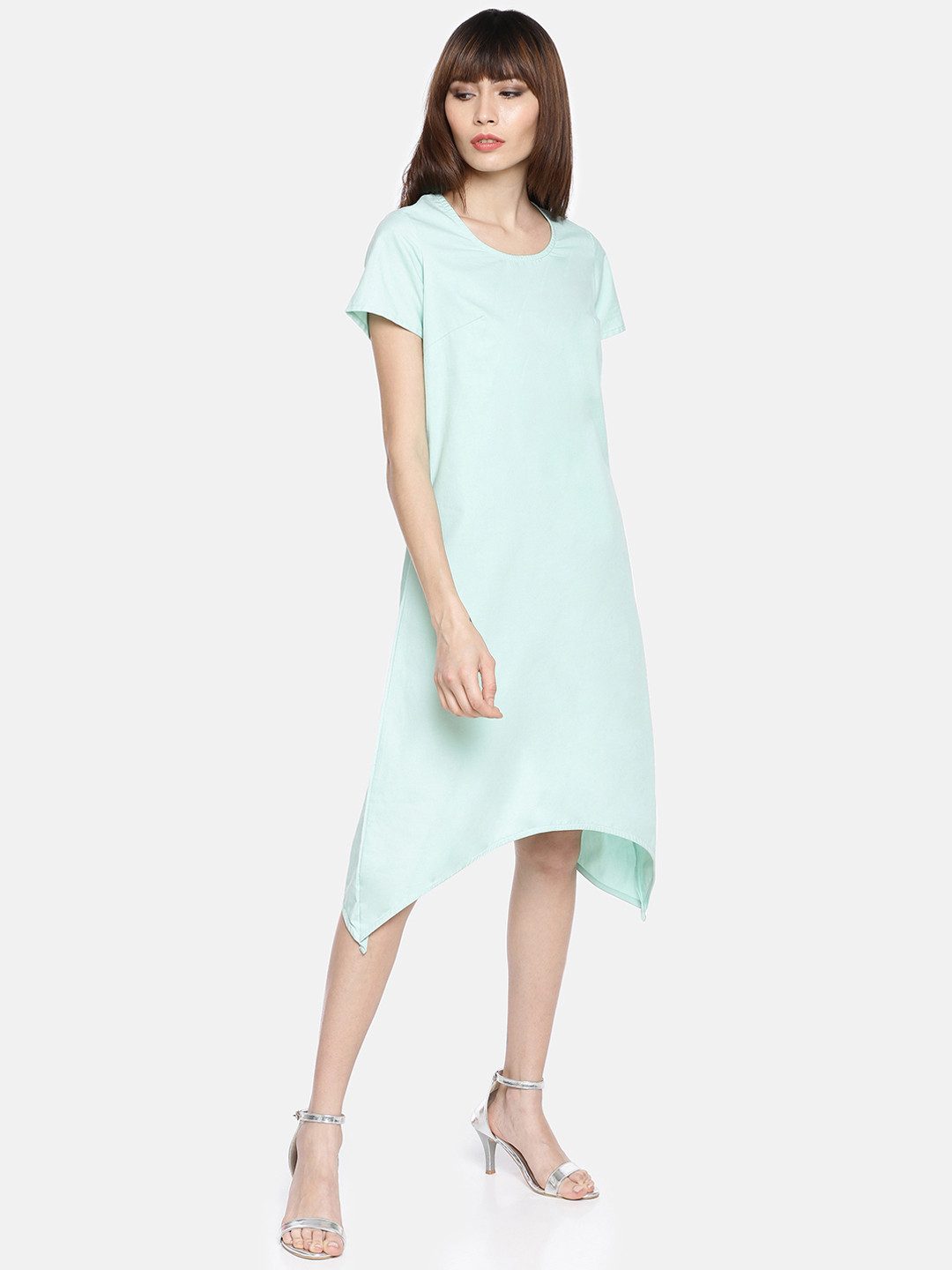 

GRASS by Gitika Goyal Women Sea Green Solid A-Line Dress