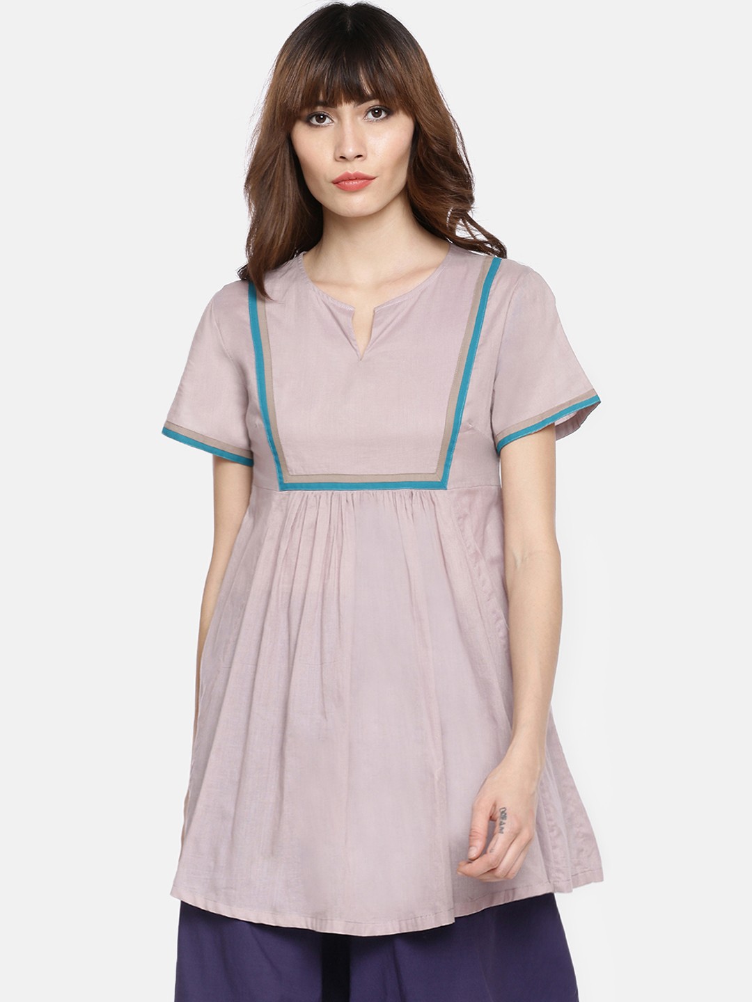 

GRASS by Gitika Goyal Women Lavender Solid A-Line Tunic