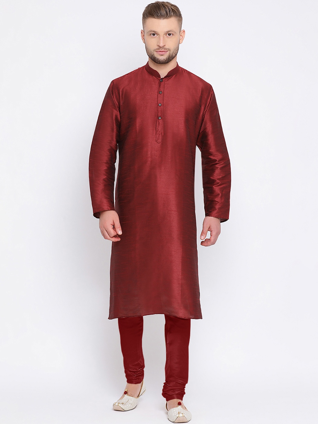 

Sanwara Men Maroon Solid Kurta with Churidar
