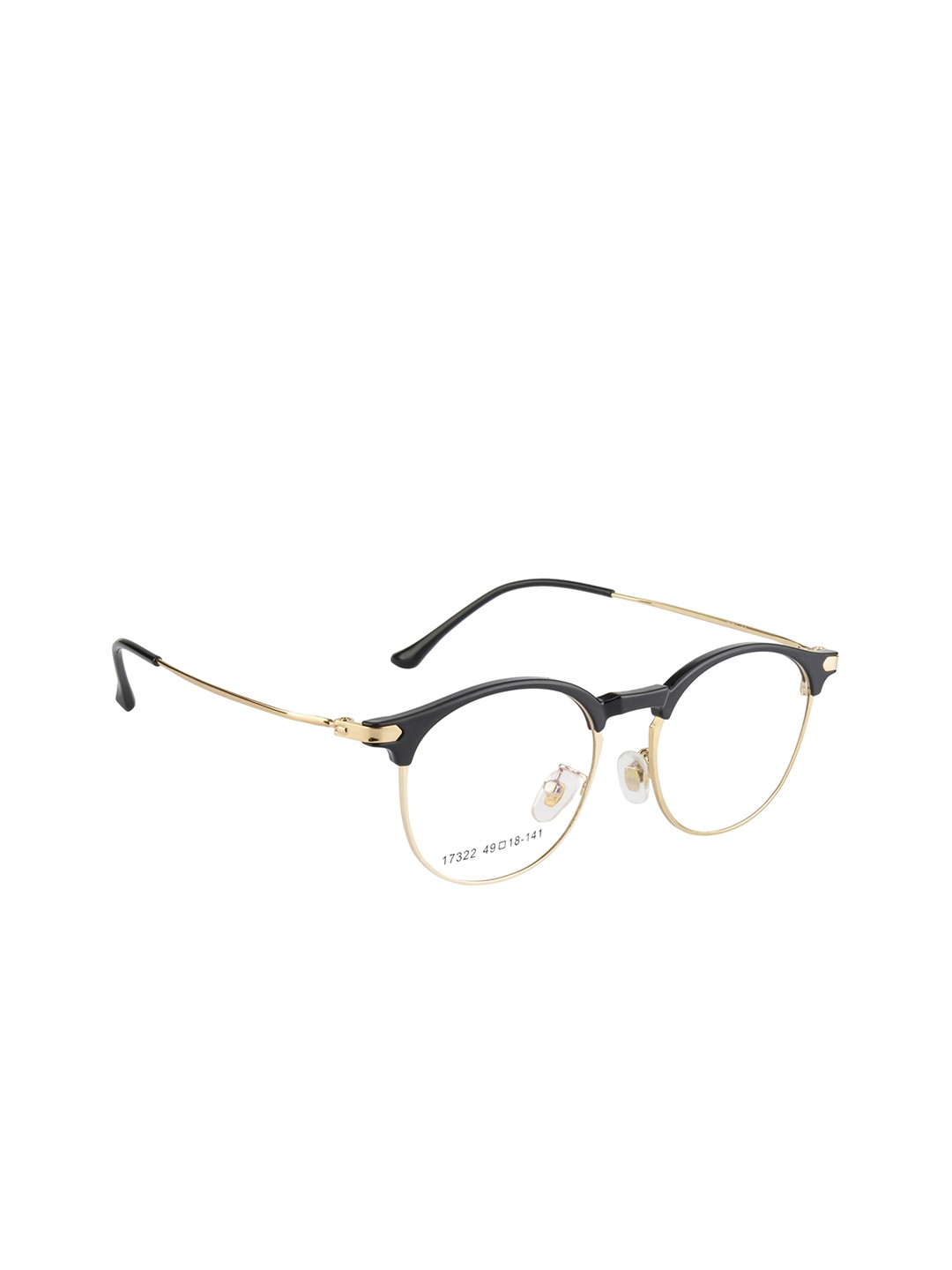 Clark N Palmer Unisex Black & Gold-Toned Solid Full Rim Browline Frames CNP-17322-C11