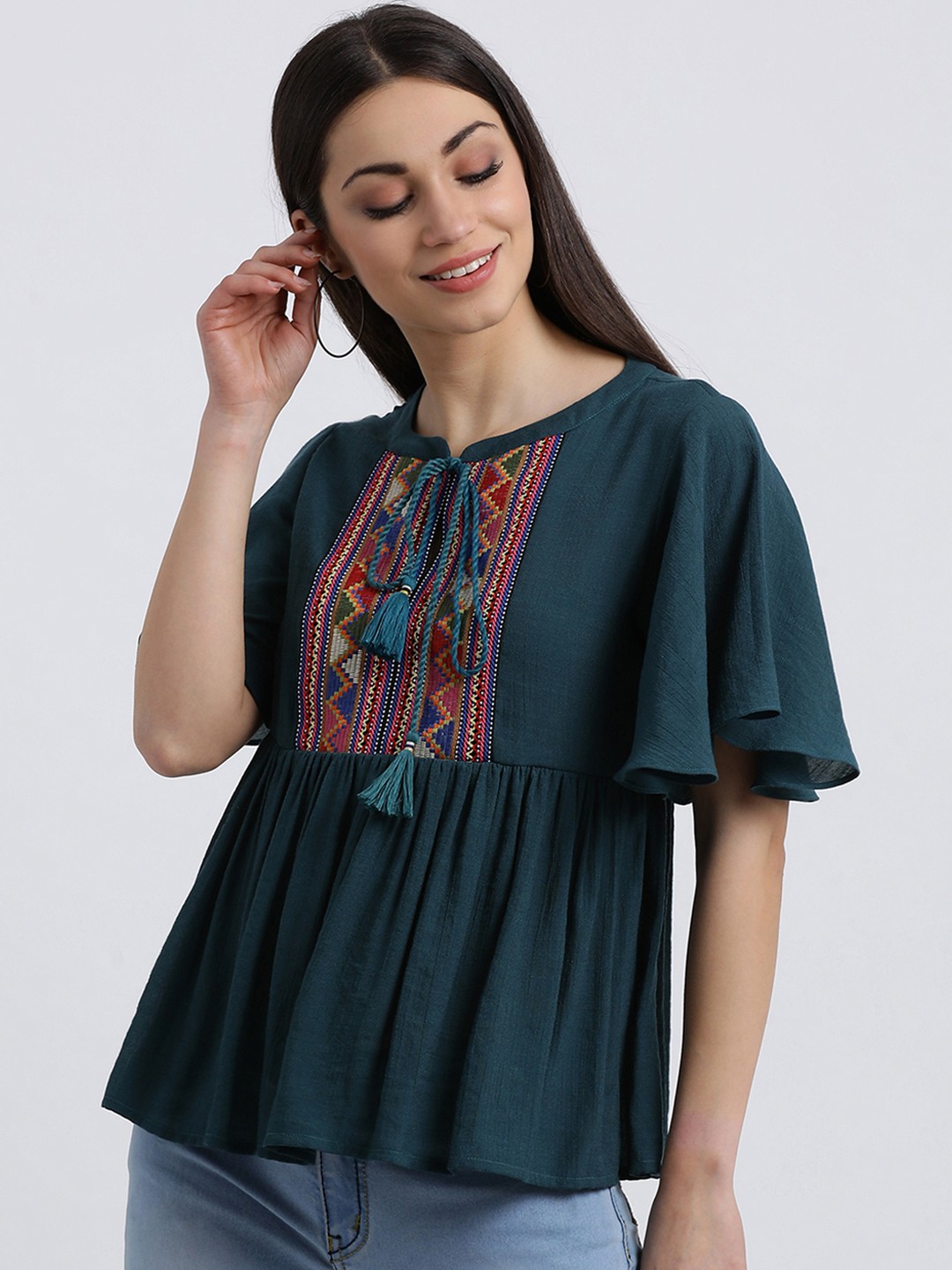 

Zink London Women Green Printed Top