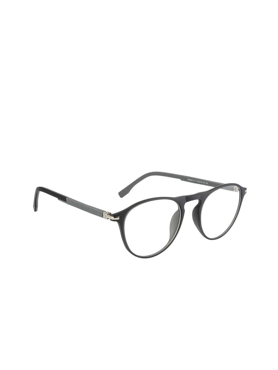 

Clark N Palmer Unisex Black & Grey Colourblocked Full Rim Oval Frames CNP-TR6606-C17