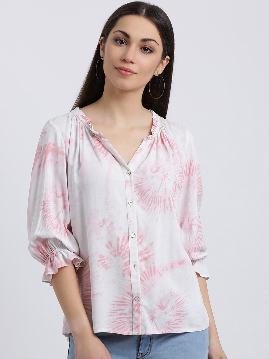 

Zink London Women White Dyed A-Line Top