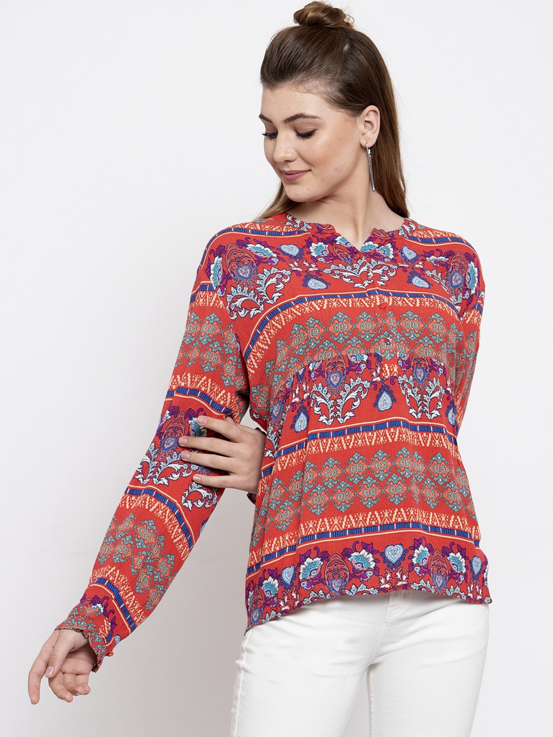

Gipsy Women Pink & White Printed Tunic