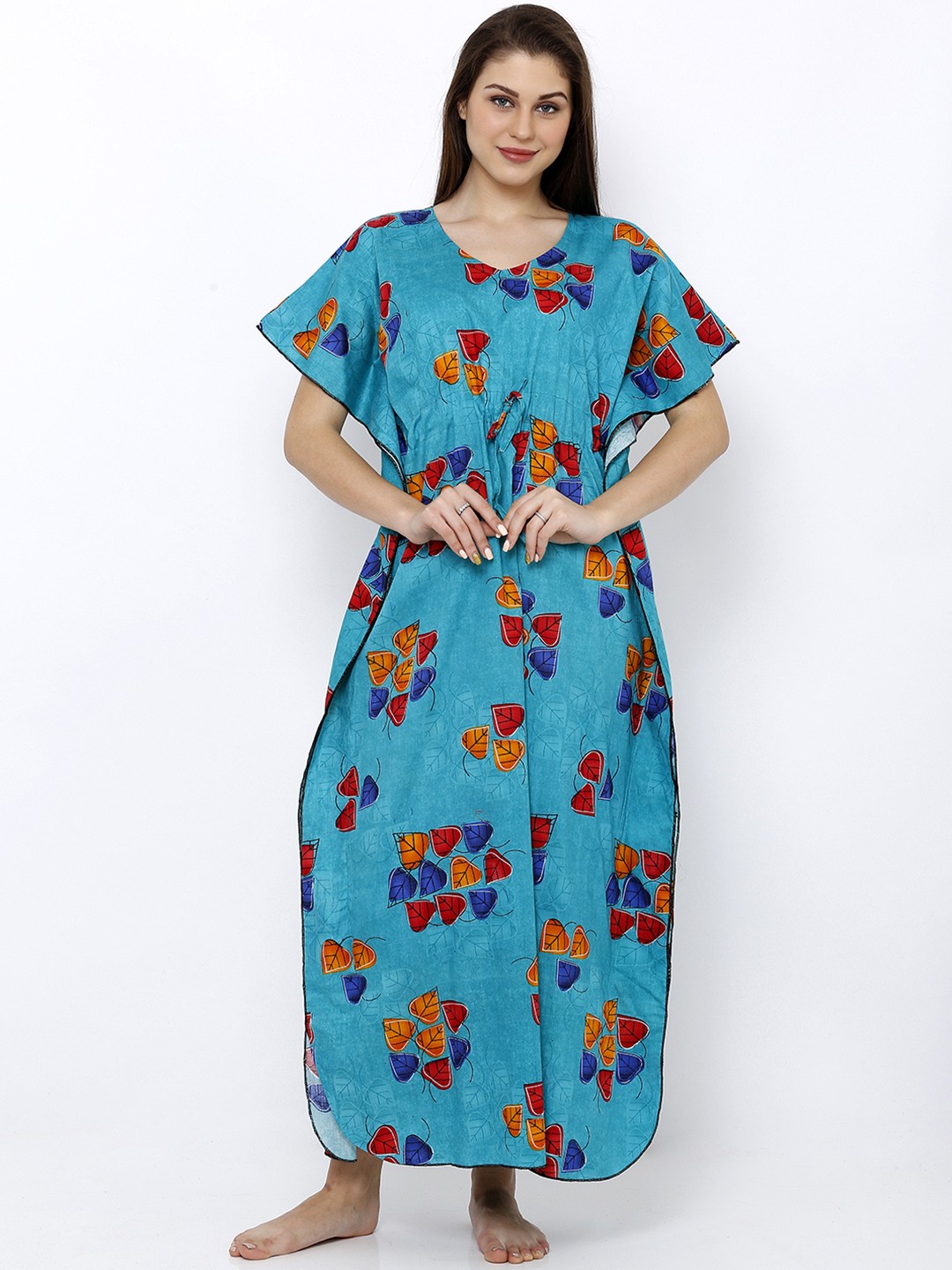 

Pretty Awesome Blue & Red Printed Kaftan Nightdress