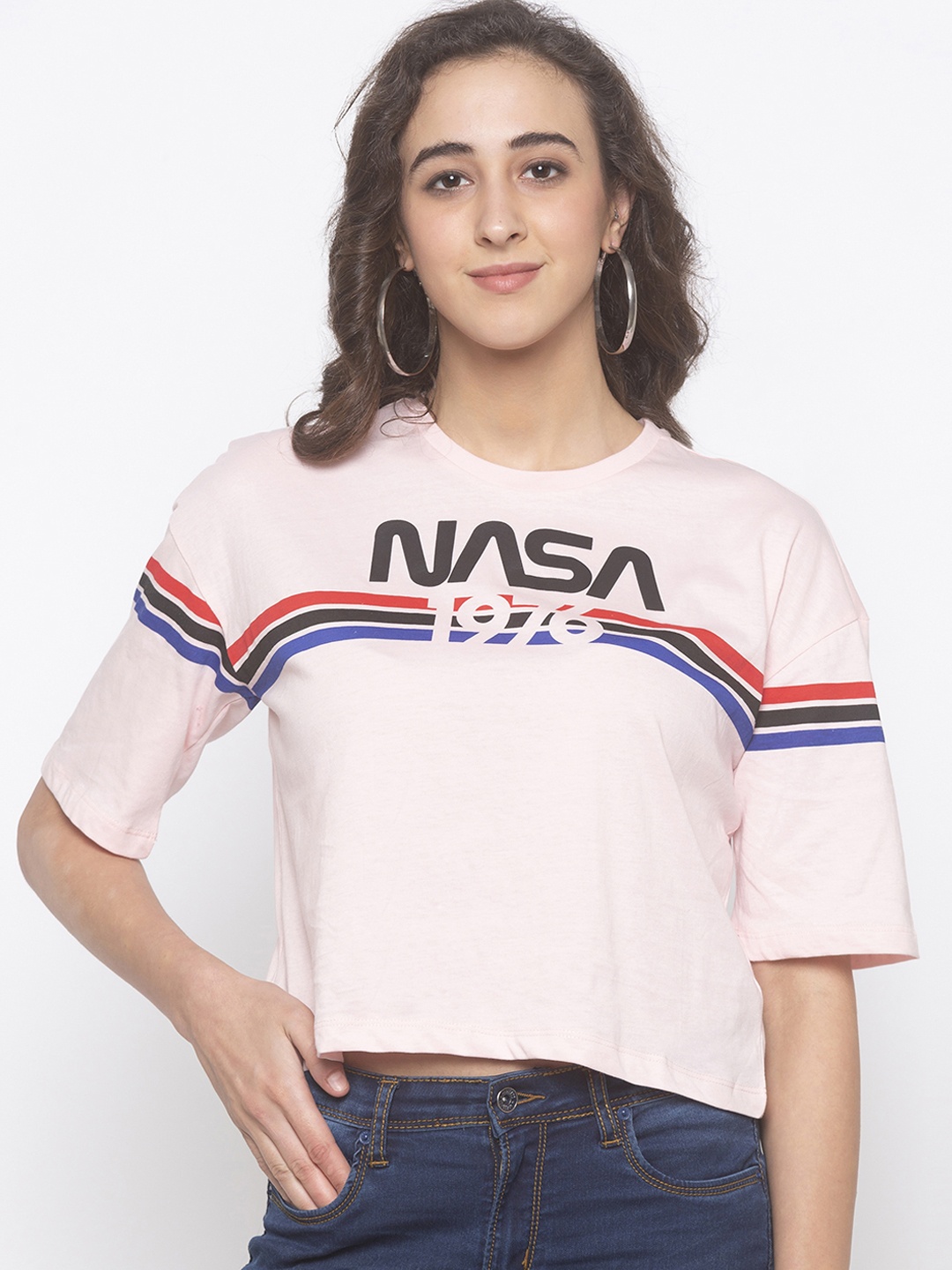 Globus Women Pink Printed Round Neck T-shirt