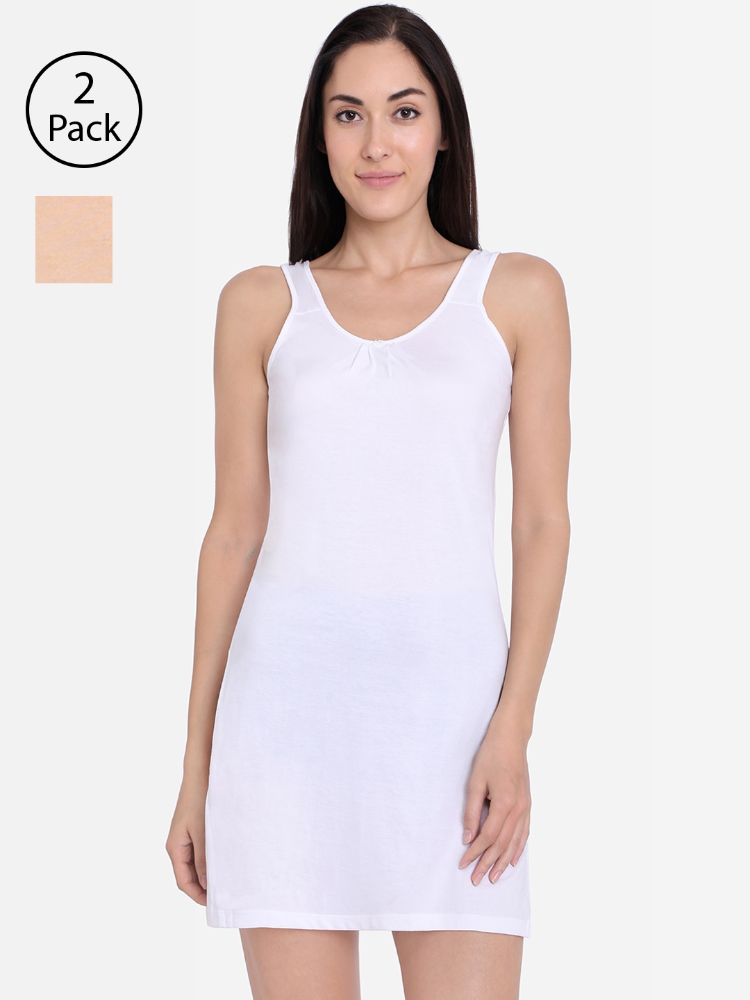 

Red Rose Women Pack of 2 Solid Kurti-Slip Camisoles, White
