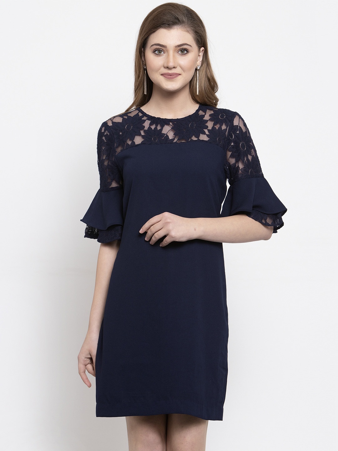

Gipsy Women Navy Blue Self Design Sheath Dress