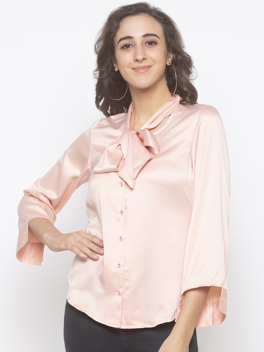 

Globus Women Peach-Coloured Regular Fit Solid Casual Shirt