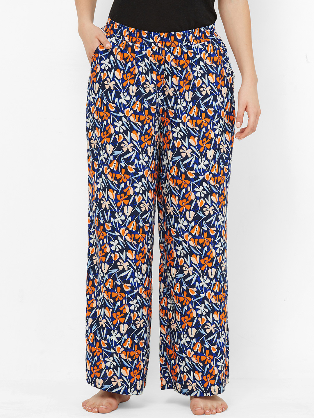 

Mystere Paris Women Blue & Orange Printed Lounge Pants