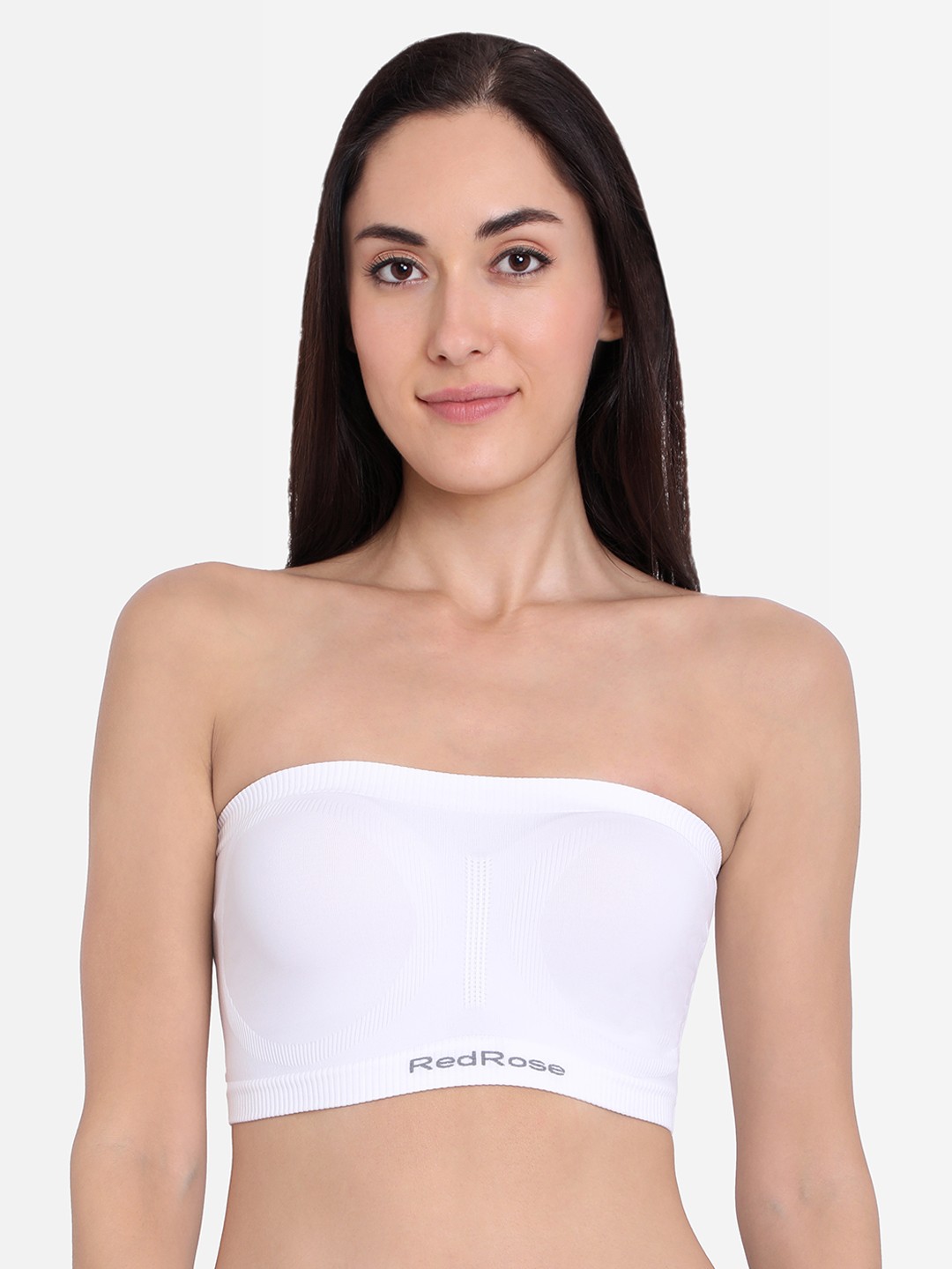 

Red Rose Women White Solid Bandeu Bra