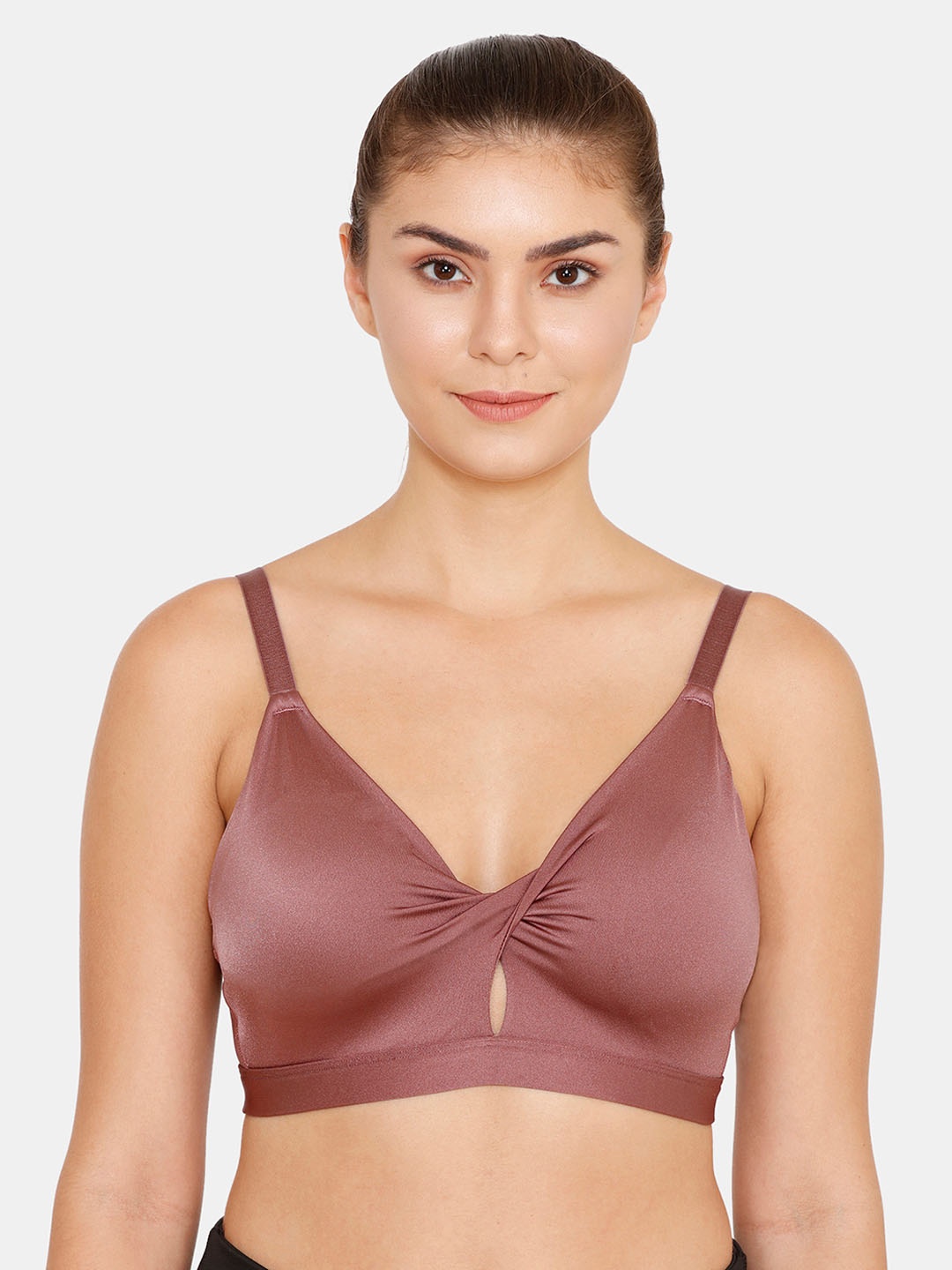 

Zelocity by Zivame Mauve Solid Non-Wired Removable Padded Sports Bra ZC4429FASHAPINK