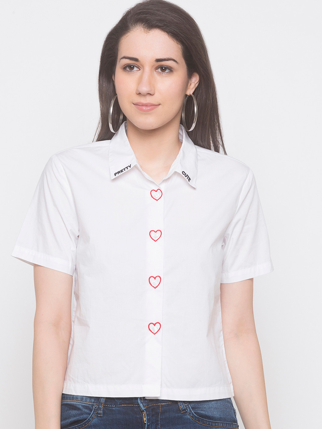 

Globus Women White Regular Fit Solid Casual Shirt