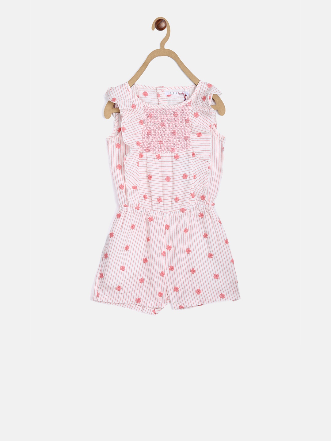 

ELLE Girls Off-White & Pink Printed Playsuit