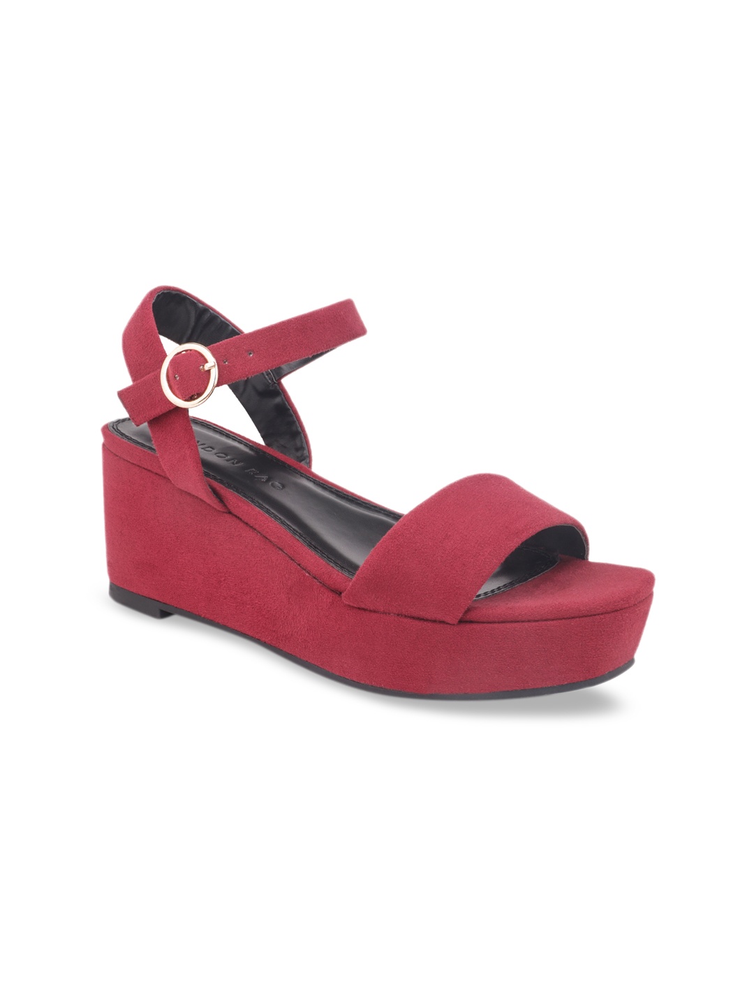 

London Rag Women Burgundy Solid Suede Heels