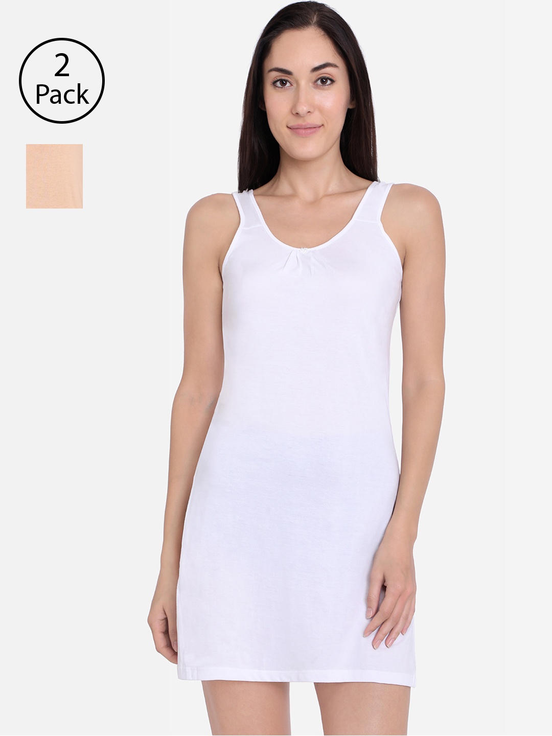 

Red Rose Women Pack of 2 Solid Kurti-Slip Camisoles, White