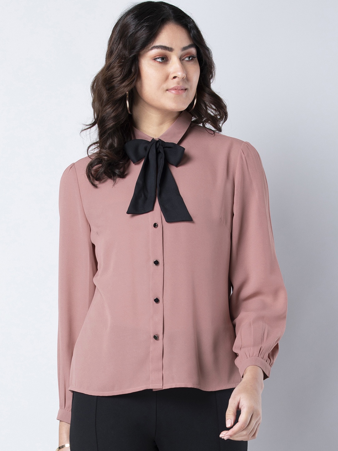 

FabAlley Women Pink Solid Shirt Style Top