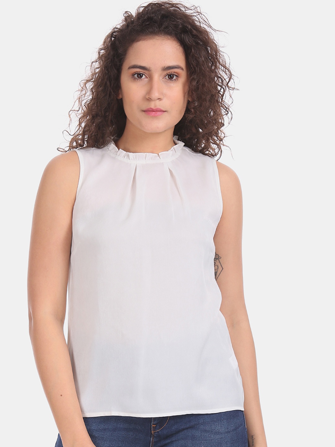 

Flying Machine Women White Solid Top