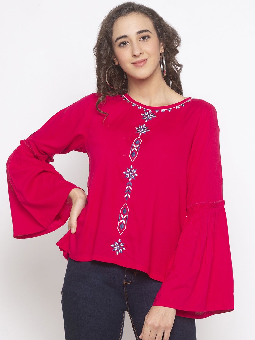 

Globus Women Pink Embroidered Top