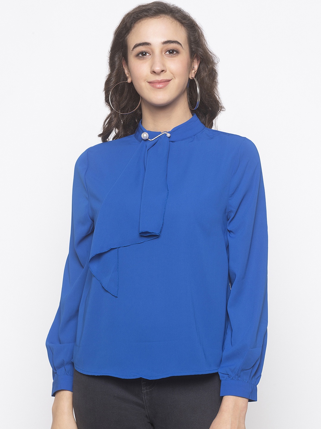 

Globus Women Blue Solid Shirt Style Top