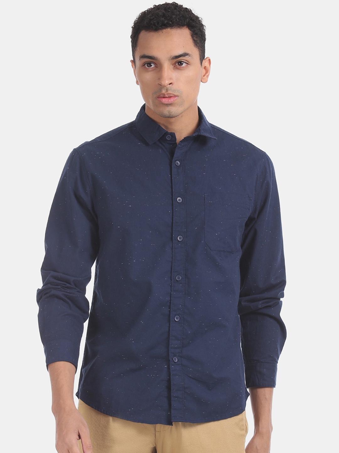 

Colt Men Navy Blue Slim Fit Printed Casual Shirt