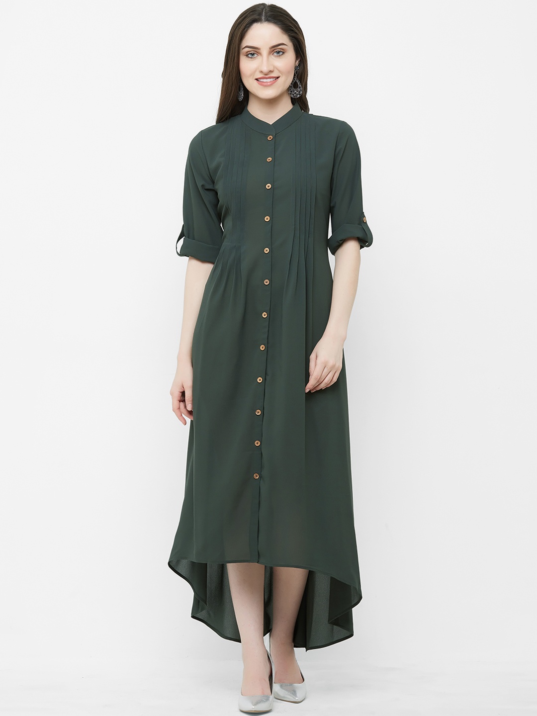 

INDE by MISH Women Green Solid Maxi Dress