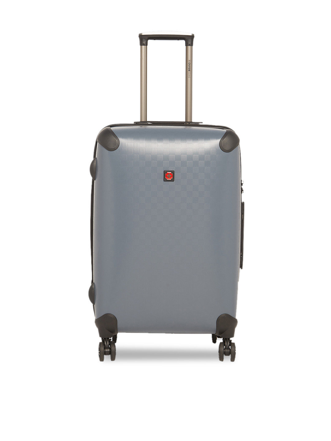 

SWISS BRAND Unisex Grey Textured AUBONNE 360-Degree Rotation Hard-Sided Medium Trolley Suitcase