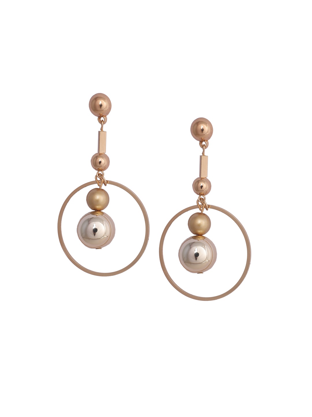 

Mali Fionna Gold-Toned & Silver-Toned Circular Drop Earrings