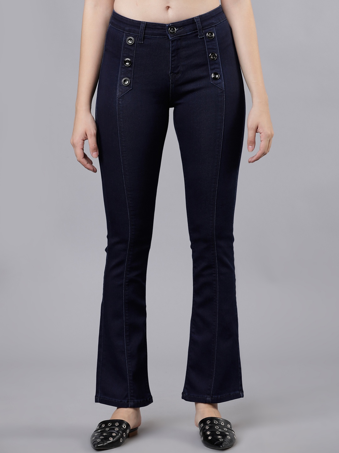 

Tokyo Talkies Women Navy Blue Bootcut Mid-Rise Clean Look Stretchable Jeans