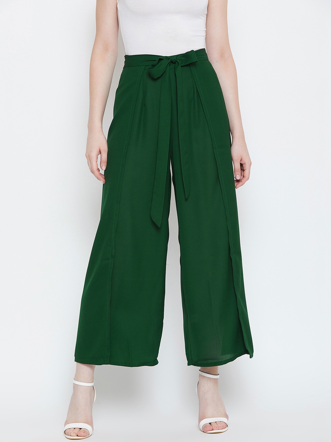 

La Zoire Women Green Solid Flared Palazzos