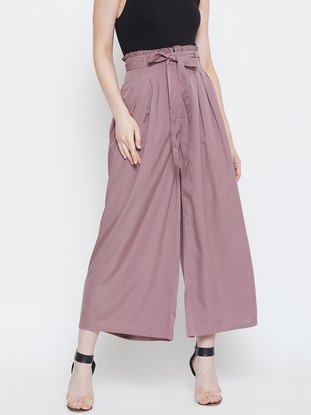

La Zoire Women Pink Solid Flared Palazzos