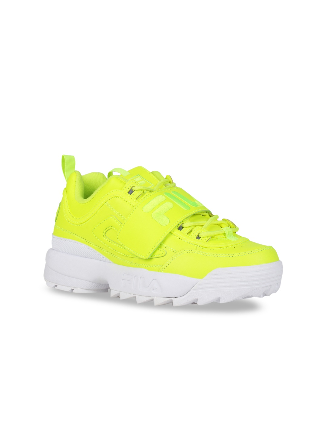 

FILA Men Fluorescent Green Solid Heritage Disruptor II Applique Sneakers