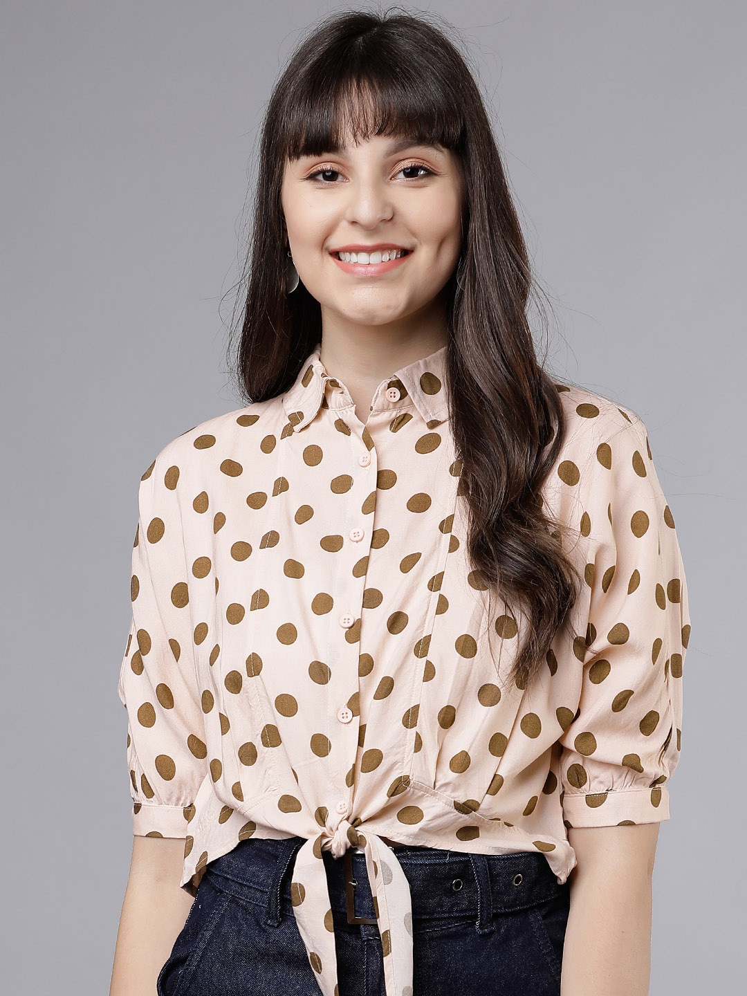 

Tokyo Talkies Women Pink & Brown Regular Fit Printed Casual Shirt