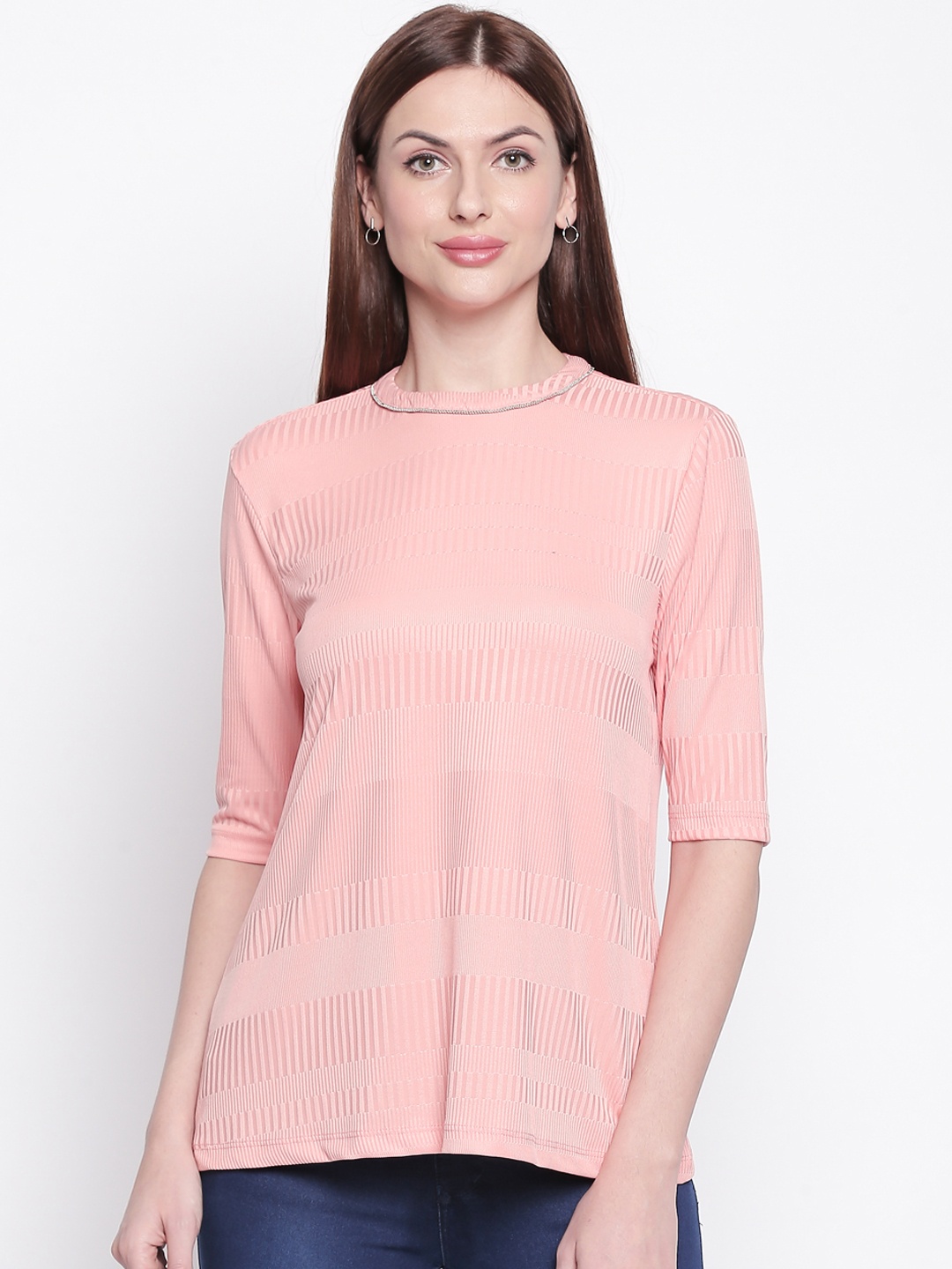 

Forever Glam by Pantaloons Women Pink Self Design A-Line Top