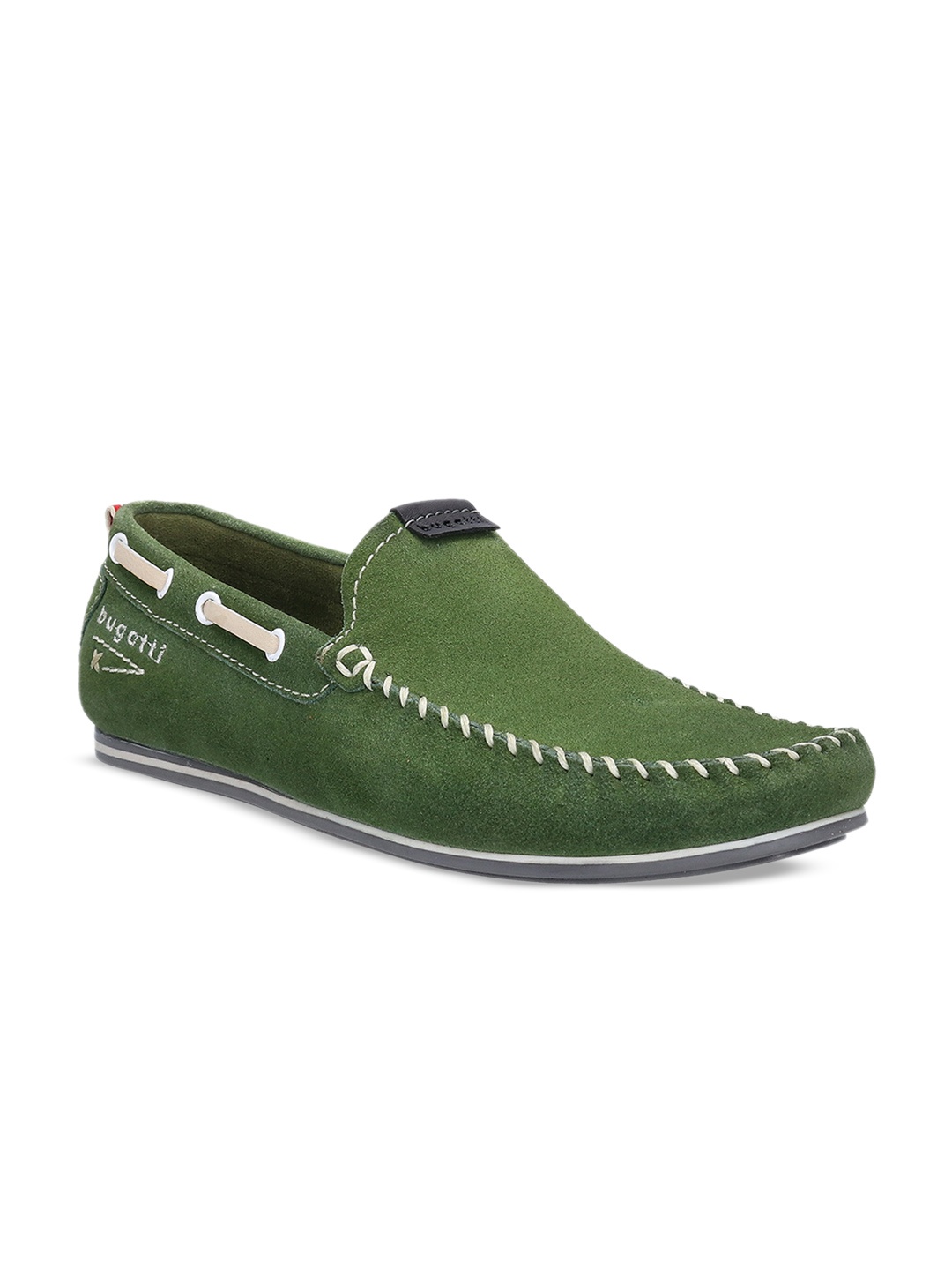 

Bugatti Men Green Solid Suede Boat Shoes