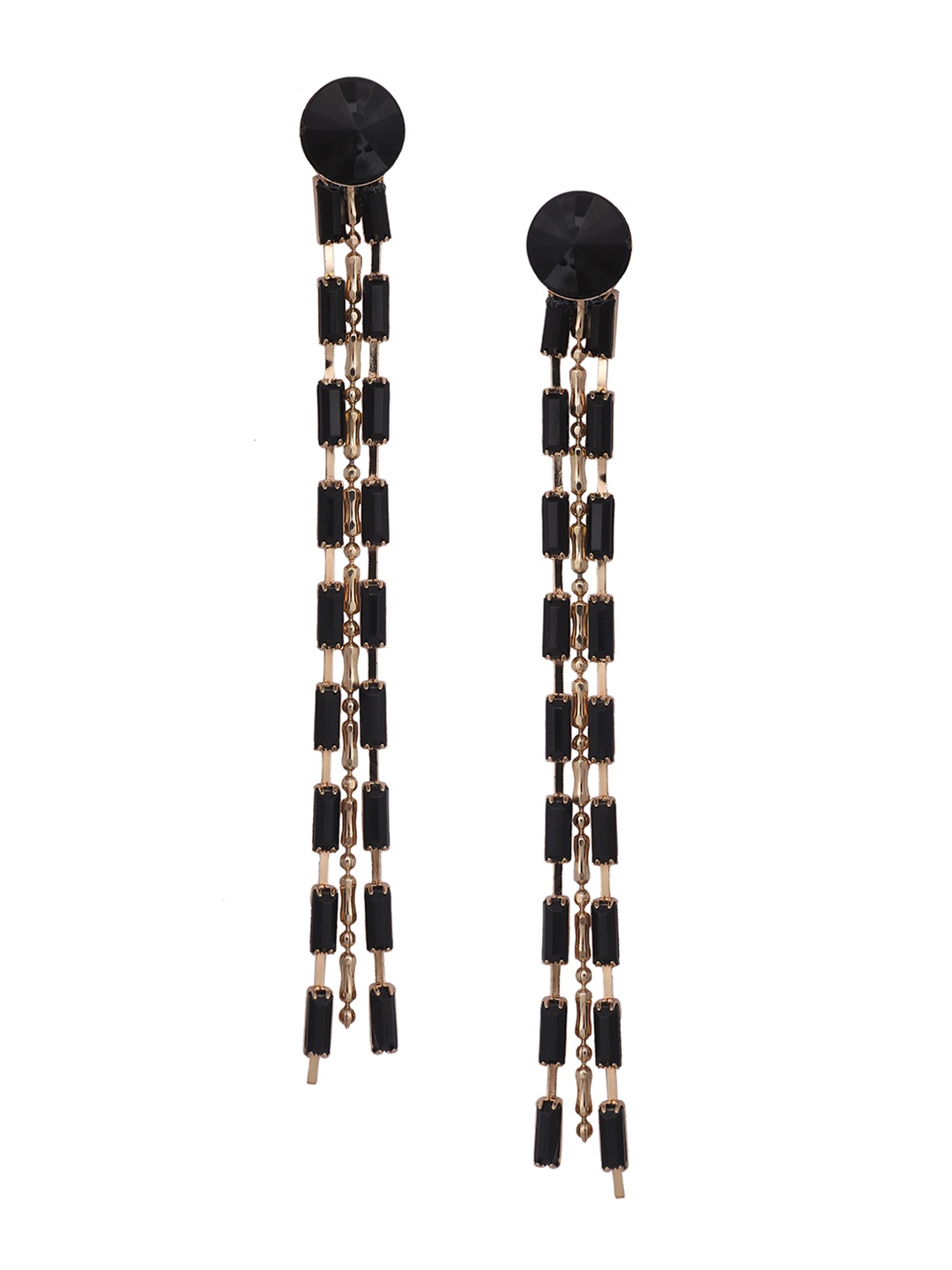 

Mali Fionna Black Contemporary Drop Earrings