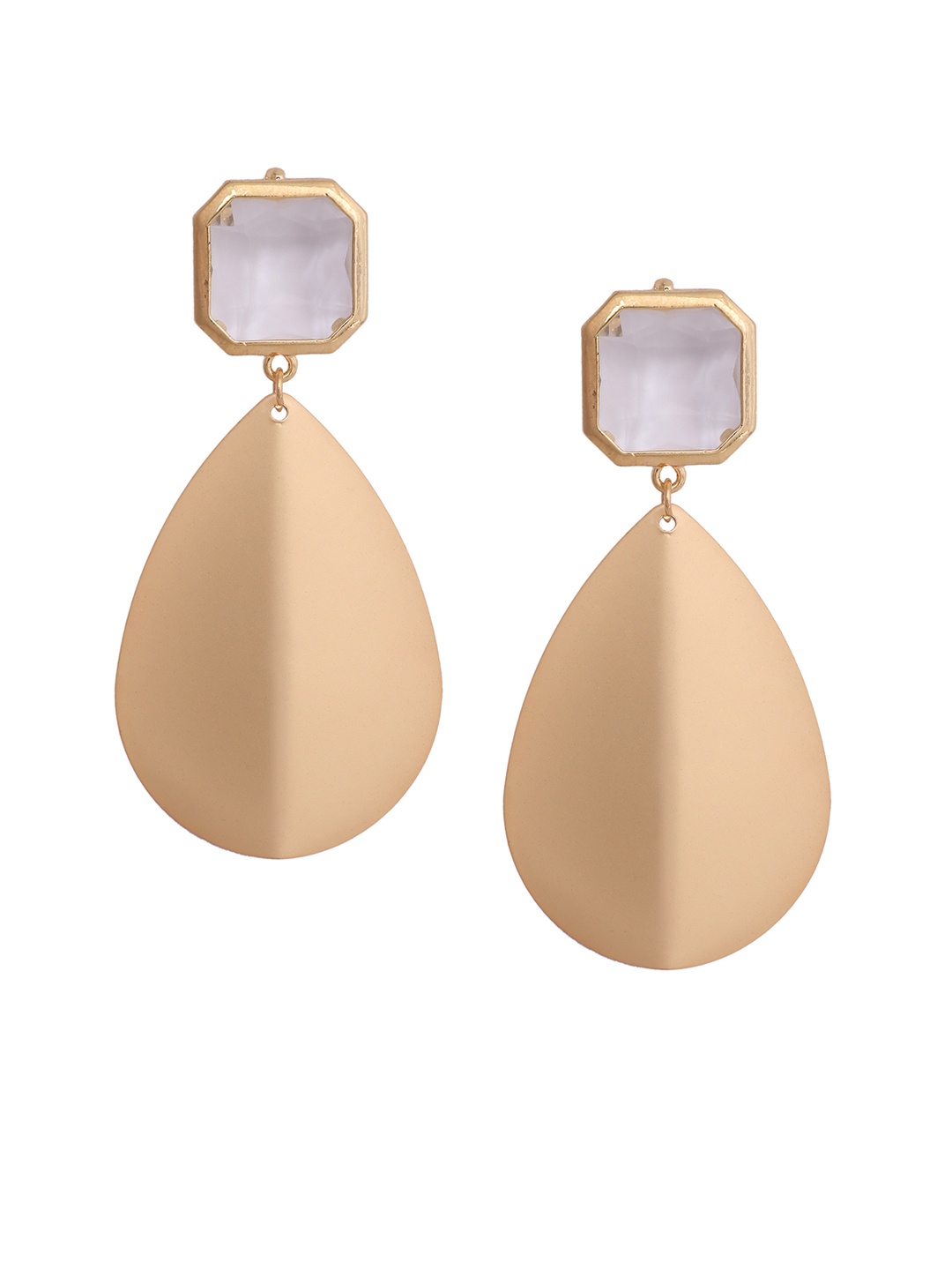 

Mali Fionna Gold-Toned Teardrop Shaped Drop Earrings