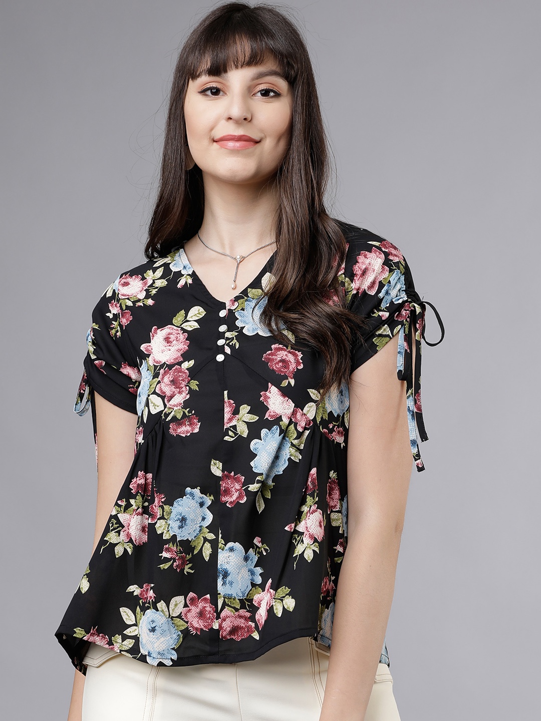 

Tokyo Talkies Women Black & Pink Regular Fit Printed Casual Shirt