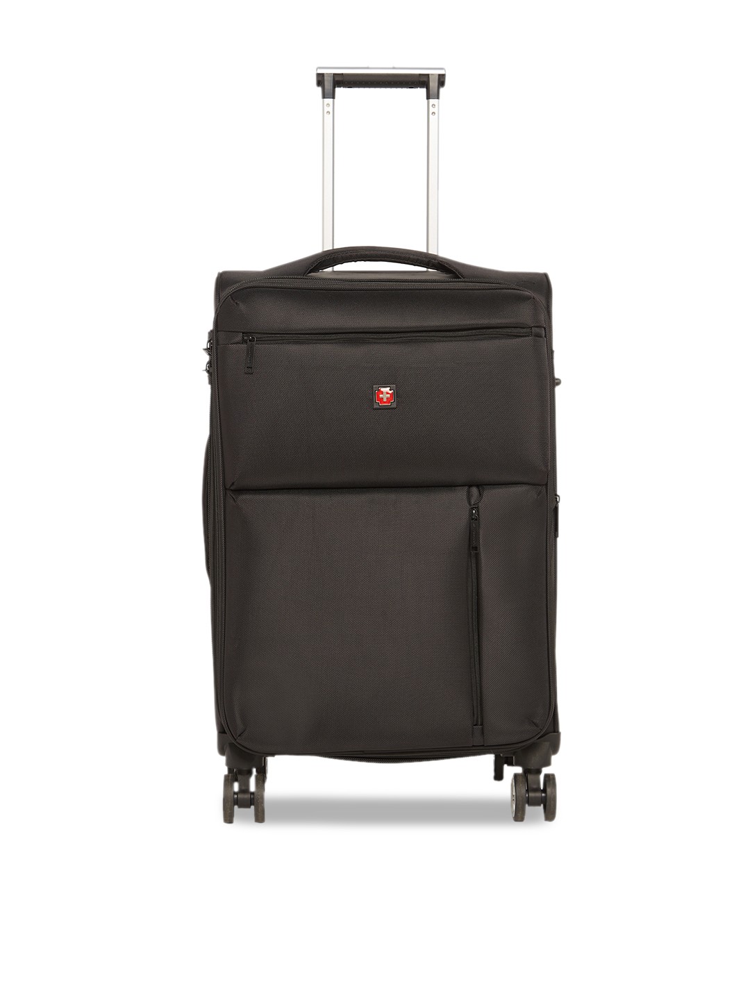 

SWISS BRAND Unisex Black Solid Locarno Soft-Sided Medium Trolley Suitcase