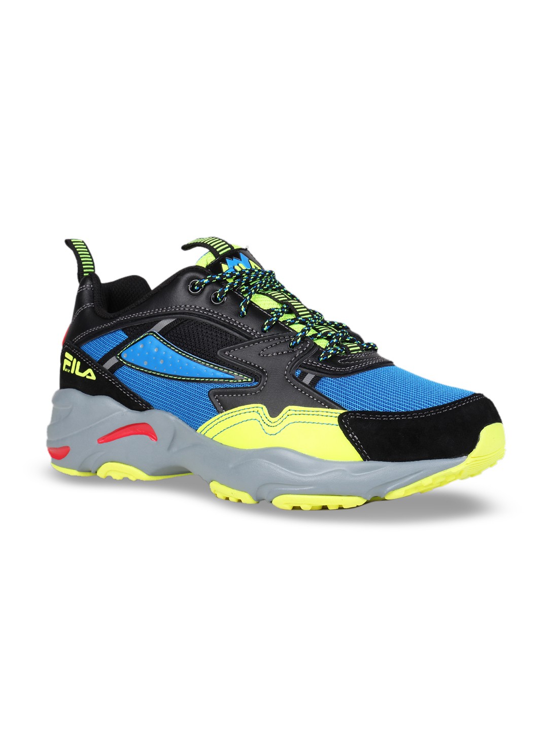

FILA Men Blue & Yellow Colourblocked Trail Tracer Sneakers