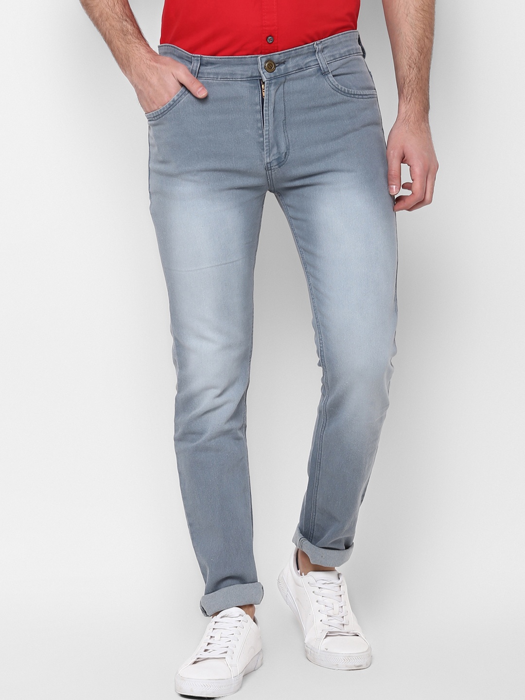 

Urbano Fashion Men Grey Slim Fit Mid-Rise Clean Look Stretchable Jeans