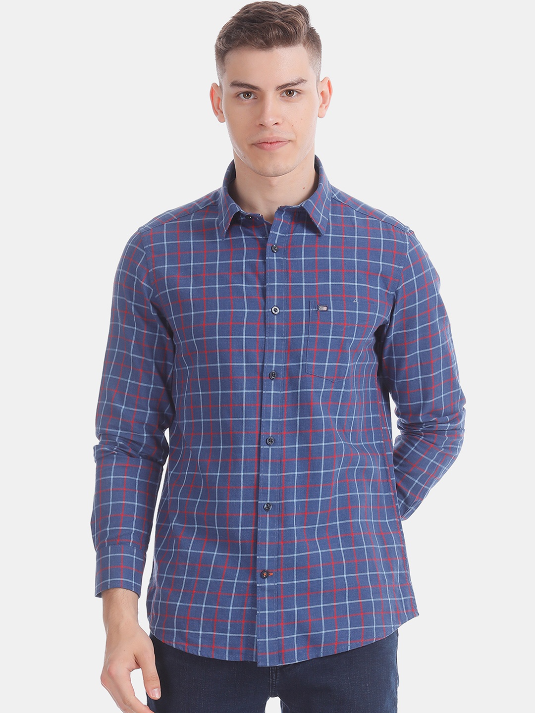 

Arrow Sport Men Blue & Red Slim Fit Checked Casual Shirt
