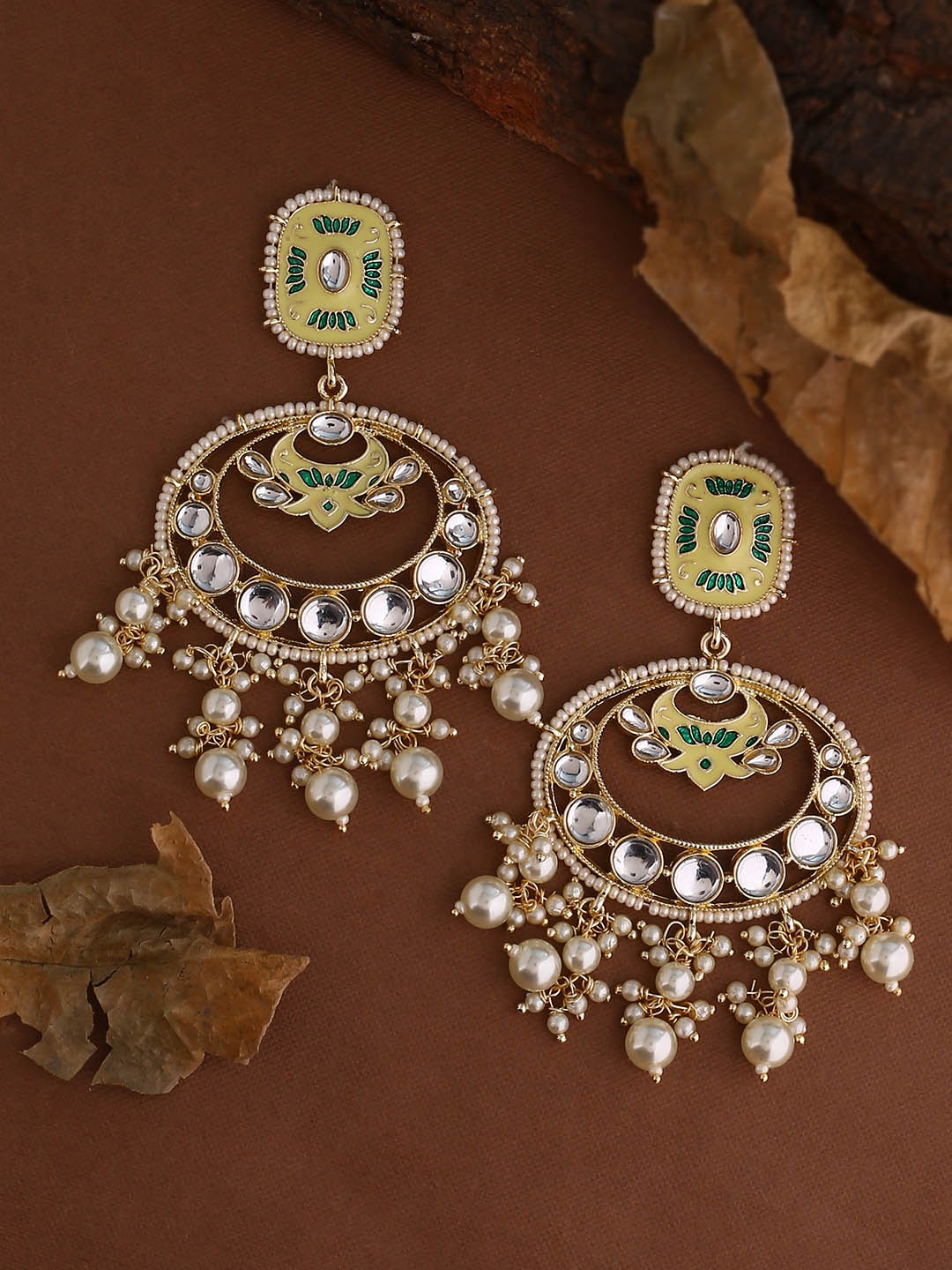 

Shoshaa Gold-Plated & Yellow Oval Drop Earrings