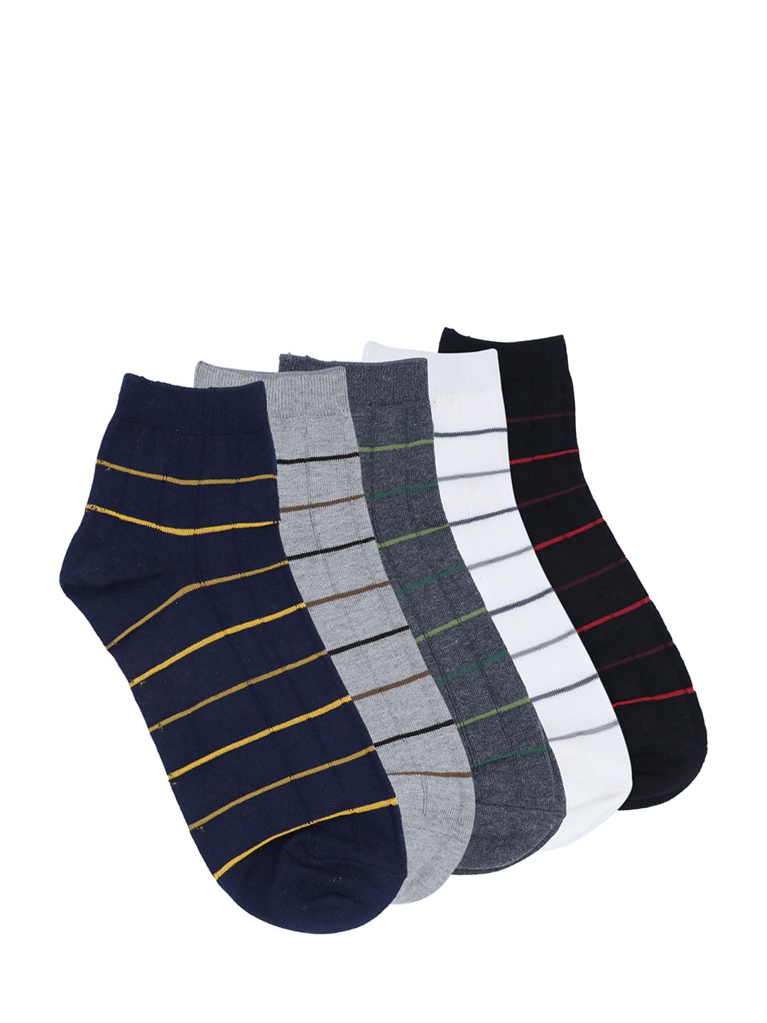 

Balenzia Men Pack of 5 Assorted Striped Ankle-Length Socks