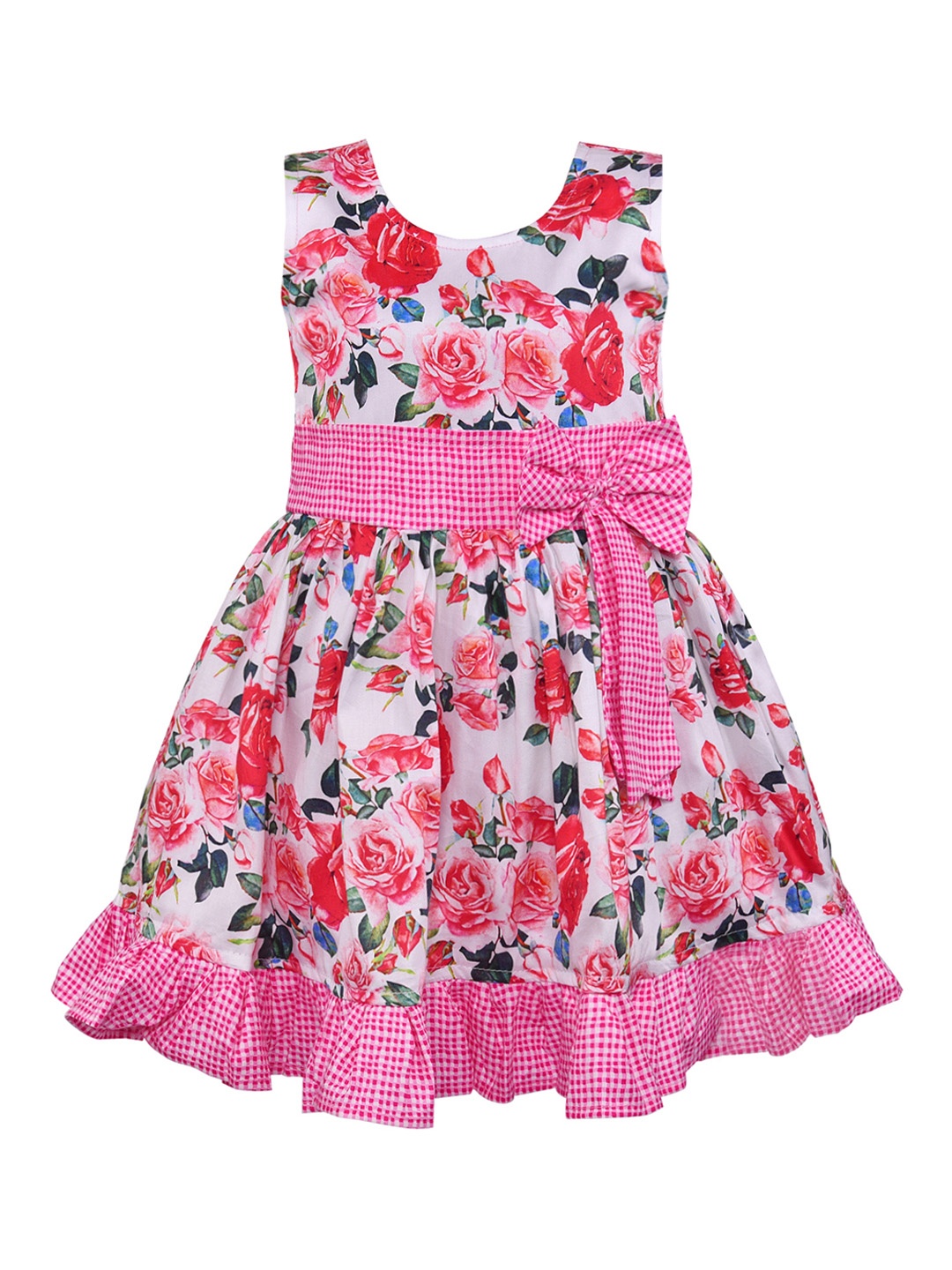 

Wish Karo Girls White Printed Fit and Flare Dress