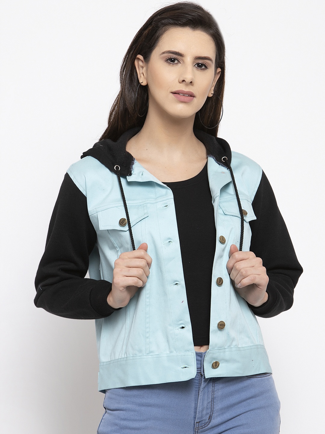

VOXATI Women Blue Solid Denim Jacket